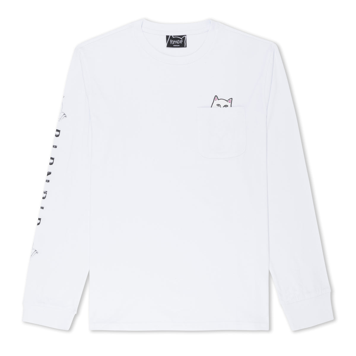 RIPNDIP Lord Nermal Long Sleeve Pocket Tee (Black/White)