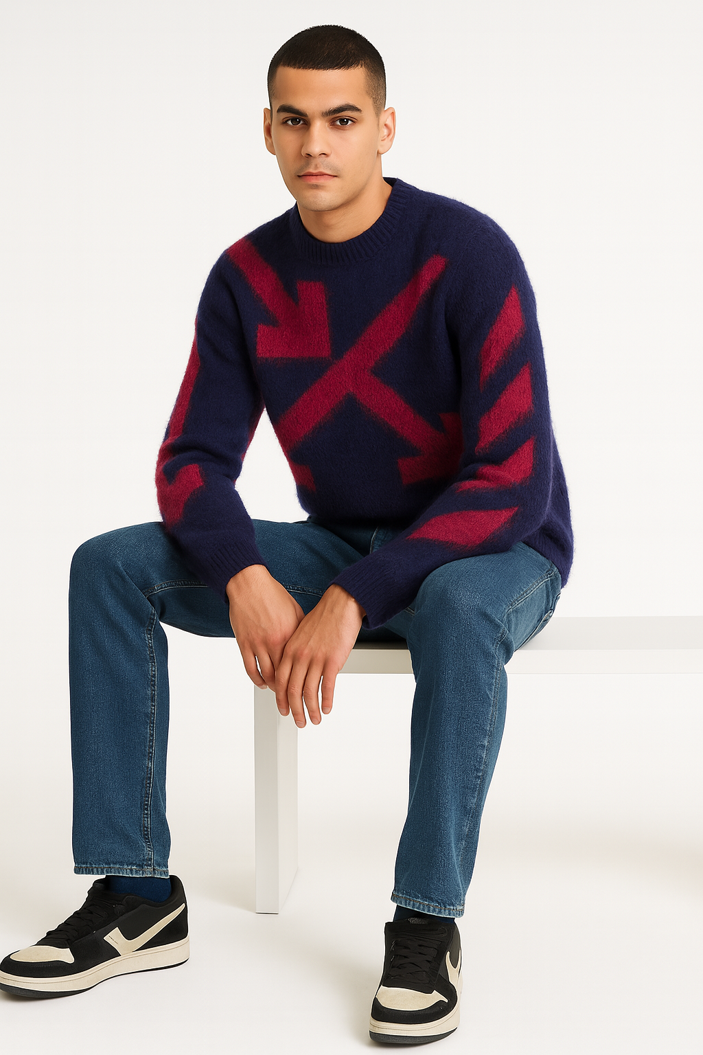 Off White Fuzzy Arrows Crew Neck