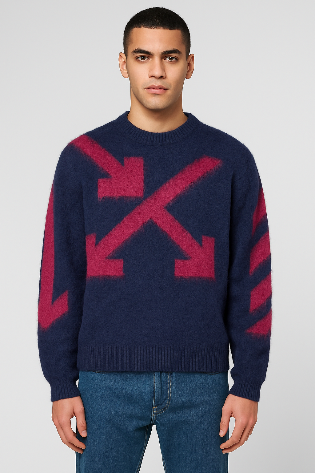Off White Fuzzy Arrows Crew Neck