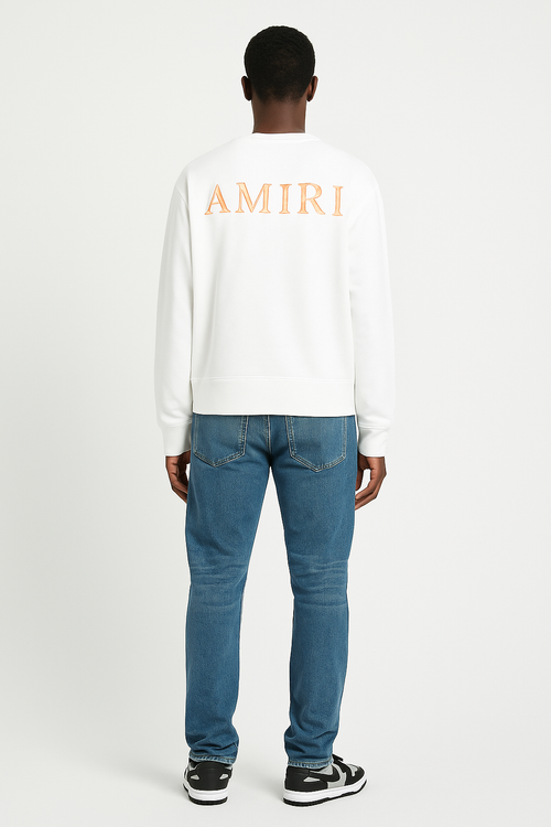 White Amiri sweater- watercolor logo- crew neck 100% Cotton